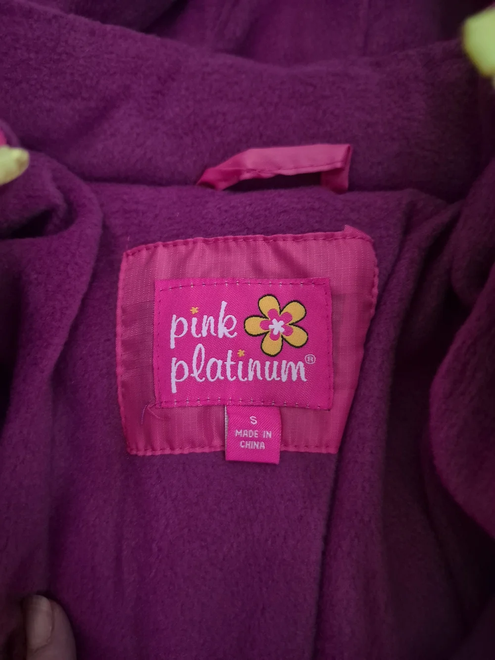 NWT Pink Platinum Kids Pink Hooded Puffer Jacket Purple Lining Size S